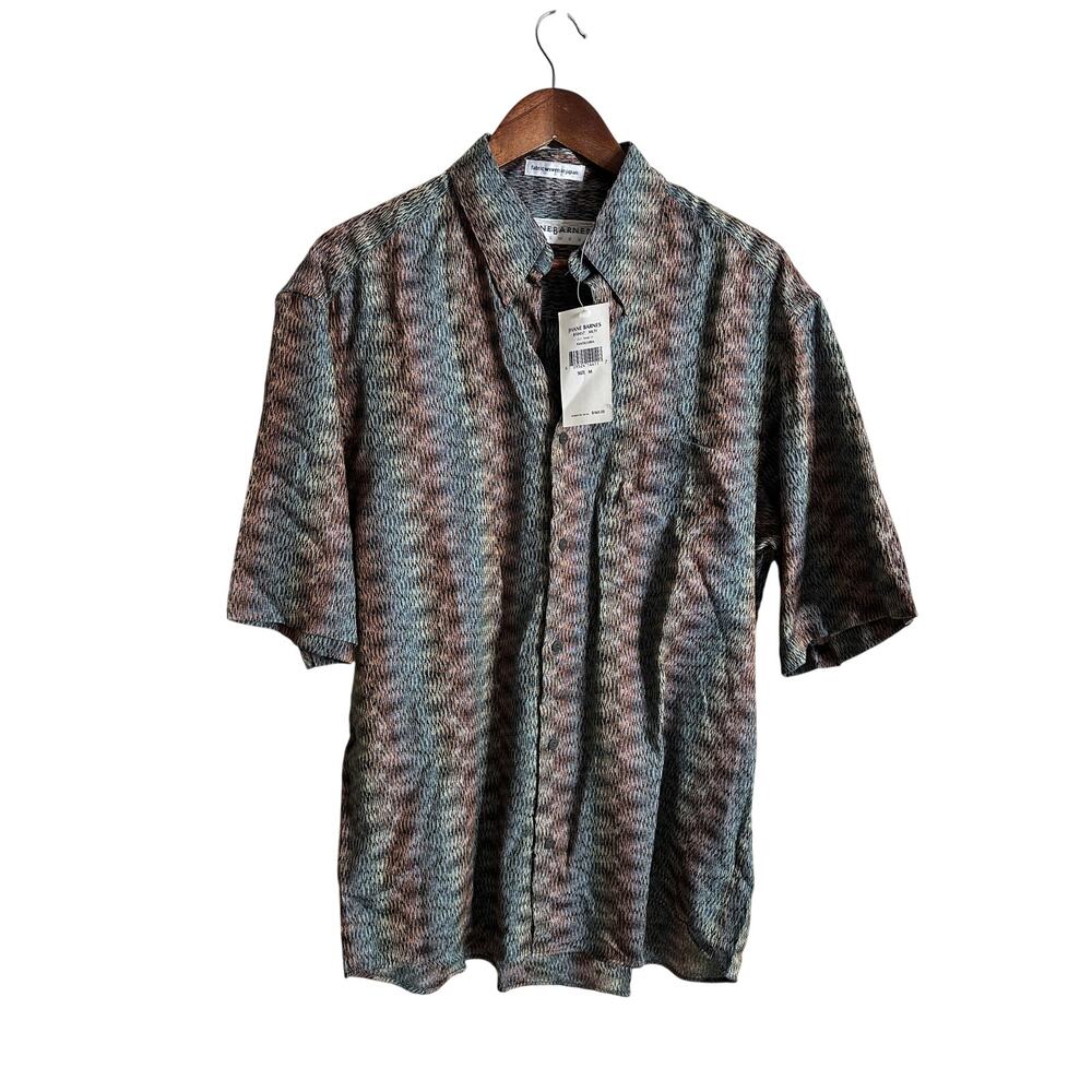 Vintage Jhane Barnes Pantelleria Hypnotic  Fractal Pattern Shirt Mens Medium NWT